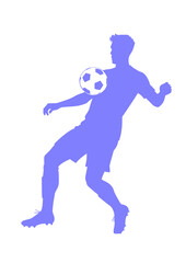 male football player doing a ball control with his chest