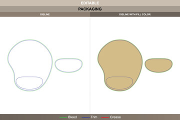 Mouse pad dieline drawn through vector tracing enhancing printing sharpness packaging balance detailed die line outline supports clean cut edges for stable surface use