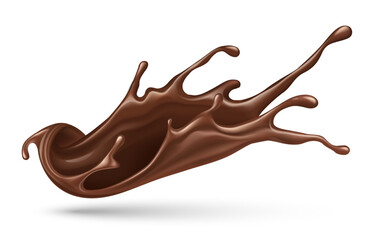 Chocolate Fluid. Sweet milky chocolate splash. Melting liquid fluid crown. Vector Illustration Isolated on white background.