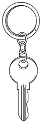 Black key on a keychain without background