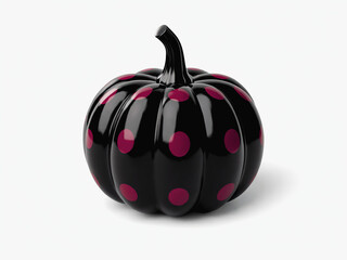 Minimal Black Pumpkin with Magenta Polka Dots – Luxury Modern Decor Concept