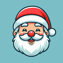 Christmas Santa Claus faces. Santa Claus head. Santa head cartoon vector illustration for Christmas holiday design. Christmas Santa Claus in red hat clipart. Santa Christmas cartoon character. Logo