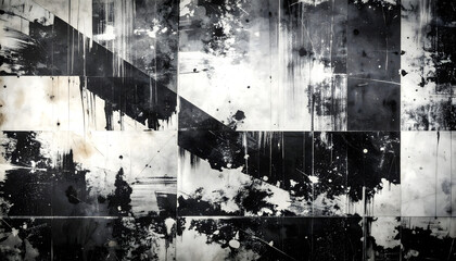 Obraz premium Abstract Expressionism in Black and White Textured Layers and Dynamic Compositions