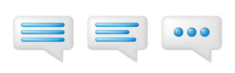 3d Speech bubble. Callout. Dialogue Clouds set. Vector clipart