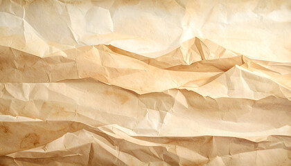Abstract background of old crumpled brown paper with natural stains, creating a rustic and textured surface perfect for design elements