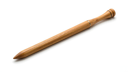 Wooden Bobbin Isolated on White A Detailed Studio Shot