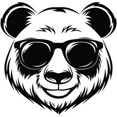 Cool Panda Head with Sunglasses on White Background Design