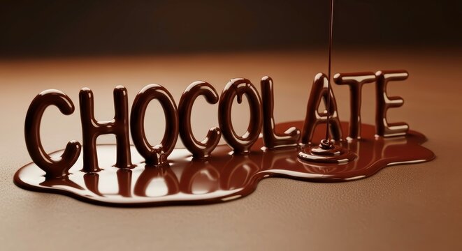 Chocolate word made of liquid chocolate letters (巧克力字)