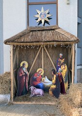 Christmas nativity scene with baby Jesus in the manger