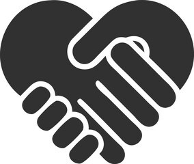 Obraz premium Heart Hands Shaking Icon Handshake Love Gesture On White Background Symbol