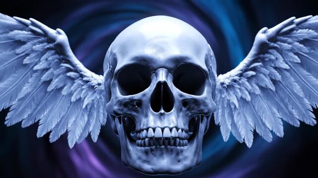 Abstract skull with wings illustration graphic design concept