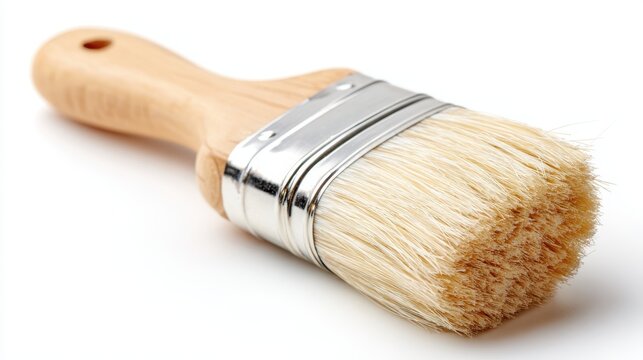 Close-up of a paintbrush on white background