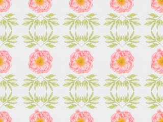 Coral Peonies Seamless Pattern &ndash; Watercolor Floral Design on White Background