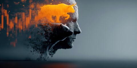 Bear of success rising from human mind financial growth concept