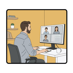 man working on computer