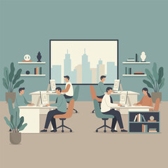 people working in office