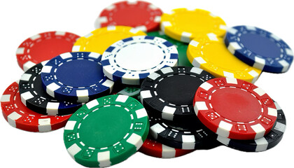 Stacks of Colorful Poker Chips.without background isolated