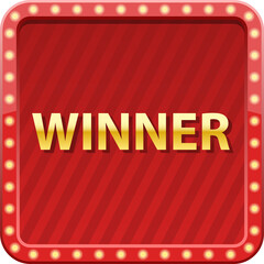 red banner “winner” casino without background isolated