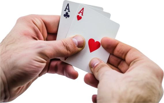 Hand Holding Ace of Hearts Card. without background, isolated - Powered by Adobe