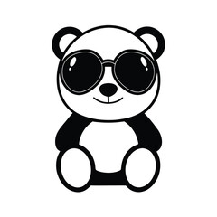 Panda Bear with Sunglasses Illustration, Cartoon Animal on White Background