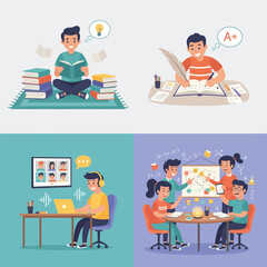 vector illustration of office worker with laptop