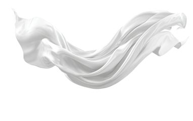 A flowing, light gray fabric, captured in mid-air, creating soft, graceful curves. The fabric's texture appears smooth and draped, with a subtle, soft sheen.  A clean, sharp, isolated image