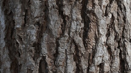 Detailed view of rugged tree bark with varied texture and earthy tones. Subtle green moss accents create visual interest. Captured under soft ambient lighting. Neural network AI generated