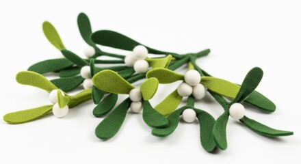 Felt Christmas Mistletoe photo on a solid white background, holiday graphic, Craft