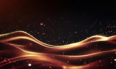 Obraz premium Golden glittering waves and sparkling particles creating a luxury abstract celebration background