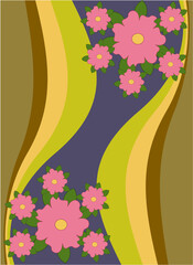 60s, 70s, 70's colors, 70s vibes, 70's florals, blue, green, brown, space to write, space for text, card, poster, flyer, postcard, 70s vibe card, 70s vibe design, retro, vintage, updated vintage