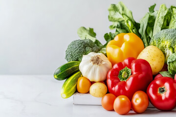 Fresh Vegetables on Marble Counter in Minimalist Kitchen