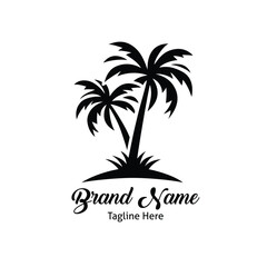 Obraz premium Minimal Palm Tree Vector Logo Illustration