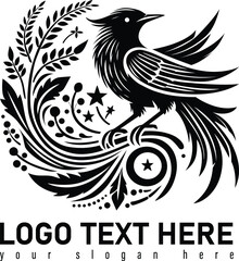 Starling Silhouette Vector Logo Design