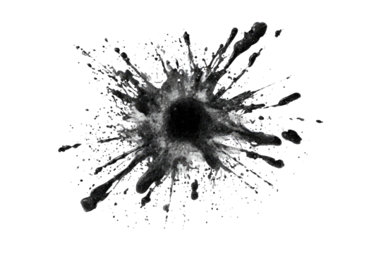 Abstract monochrome ink splat explosion