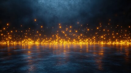 Glowing Christmas Lights Garland with Sparkling Bokeh on Dark Background