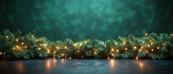 Glowing Christmas Lights Garland with Sparkling Bokeh on Dark Background