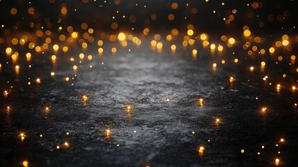 Glowing Christmas Lights Garland with Sparkling Bokeh on Dark Background