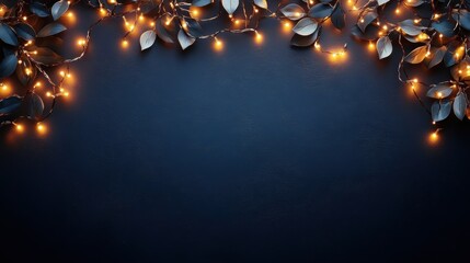 Glowing Christmas Lights Garland with Sparkling Bokeh on Dark Background