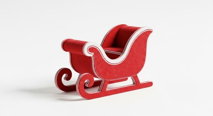 Felt Christmas Santa Sleigh photo on a solid white background, holiday graphic, Craft