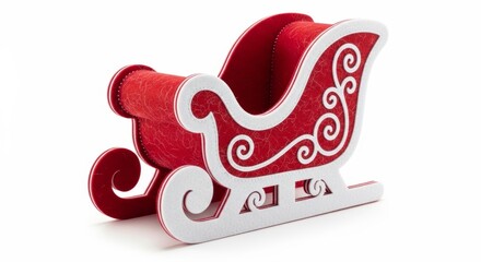 Felt Christmas Santa Sleigh photo on a solid white background, holiday graphic, Craft