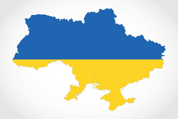 Vector graphic artwork suitable for print and web containing flat detailed map of independent UKRAINE