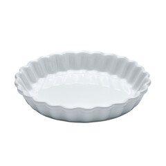 Fototapeta premium A pristine white oval ceramic tart dish with elegant fluted edges, perfect for baking quiches, pies, or individual desserts. background removed