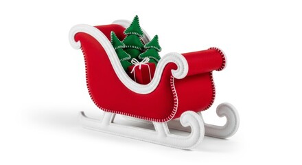 Felt Christmas Santa Sleigh photo on a solid white background, holiday graphic, Craft