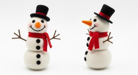 Felt Christmas Snowman photo on a solid white background, holiday graphic, Craft