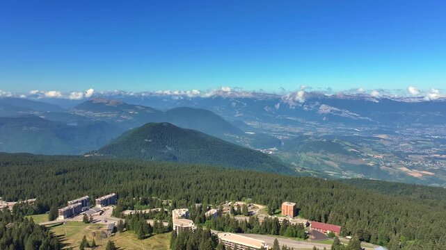 Aerial View of Chamrousse Mountains on a Clear Summer