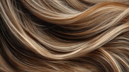 Fototapeta premium Smooth and Shiny Wavy Hair Texture with Natural Highlights in Warm Brown Shades for Hair and Beauty Industry Applications