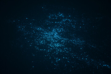 Macro view of shimmering blue glitter scattered on a dark surface, creating a sparkling abstract background with festive and elegant mood.