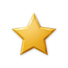 Golden star 3D vector icon with beveled edges and soft shading, realistic award or rating symbol for app interface, infographic, achievement badge, or game design element illustration