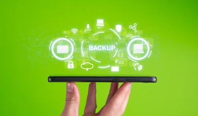 Backup concept. Data storage. Network security