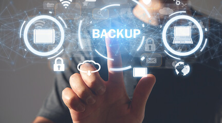 Backup concept. Data storage. Network security